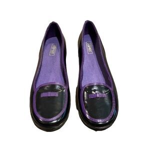 Esprit Black Purple Rubber Rain Flats Loafers Womens Sz 9 Slip-on Shoes Classic